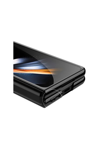 Samsung Uyumlu Galaxy Z Fold 4 Kılıf Zore Full Camlı Kıpta Kapak Gümüş Yeşili