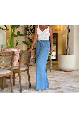2418 Kadın İnce Yazlık Jeans Kot Denim Pantolon Mavi