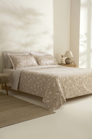 Karaca Home Daisy %100 Pamuk Çift Kişilik Nevresim Takımı Bej