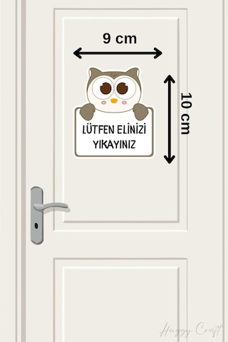 Sevimli Baykuş Sticker Ellerimizi Yıkayalım Etiketi Standart