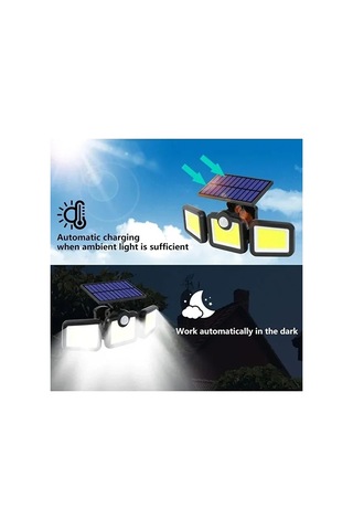 Üçlü Solar Led Projektör - Beyaz Işık - Sensörlü Dış Mekân Aydınlatma Bx40