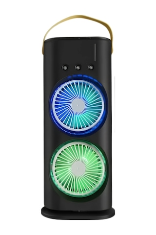 Mey İthalat Rgb Işıklı Spreyli Masa Fanı Çift Motorlu Güçlü Üflemeli Taşınabilir Fan
