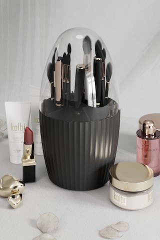 Bayev 2 Adet 7 Bölmeli Siyah + Beyaz Makyaj Fırçası Ve Kozmetik Düzenleyici Şeffaf Kapaklı Organizer