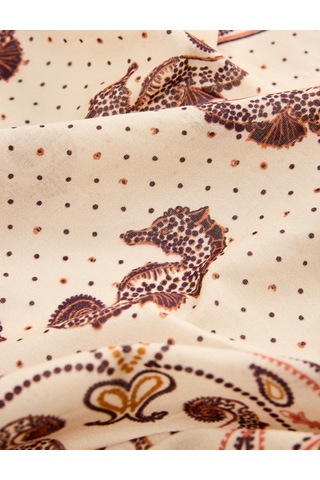 Koton Pamuklu Etnik Desenli Kare Bandana Fular Bej 7wak50158aa Ekru