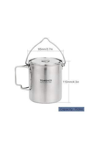 Gajeena Stainless Steel 750ml Kamp Tenceresı, Korozyona Dayanıklı, Katlanabilir Kollü, Ölçü Marklı, Mesh Çantalı - Kamp, Doğa Yürüyüşü, Piknik İçin Çok Renkli