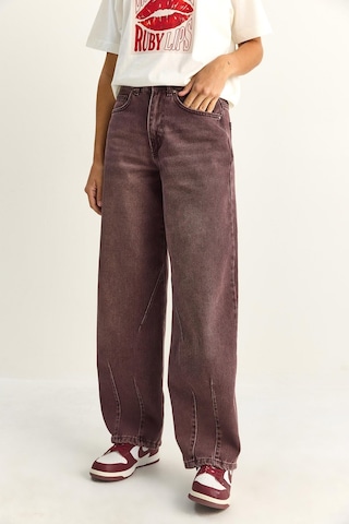 Shade Kadın Vintage Yıkamalı Baggy Kesim Rahat Kalıp Denim Pantolon 703 60286060 - Mürdüm