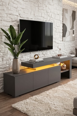 Luma Led Işıklı Tv Ünitesi 160 Cm - Modern Tv Sehpası Antrasit