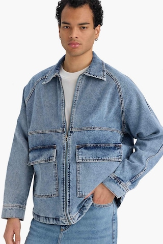 Defacto Relax Fit Fermuarlı Denim Ceket F0097ax25aunm39 Mavi