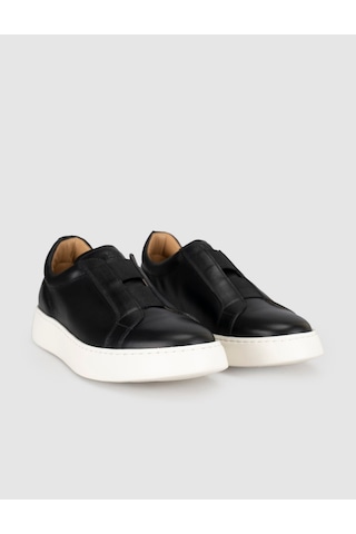 Siyah Hakiki Deri Kadın Sneaker Ayakkabı