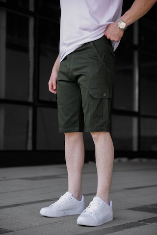 Haki Renk Kargo Cepli Gabardin Erkek Şort-1801 Haki
