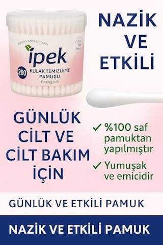 Kulak Çubuğu Pamuğu %100 Hidrofil Pamuk Güvenli Ve Hijyenik Kullanım Esnek Çubuk Yapısı Makyaj Düzeltme Ve Temizlik İçin İdeal Ce Belgeli Made İn Türkiye 100 Adet