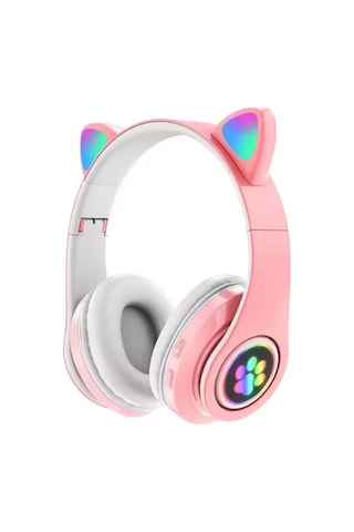 Kedi Kulağı Detaylı Kablosuz Rengarenk Işıklı Bluetooth Rgb Çocuk Oyuncu Kulaklık Üstün Performans