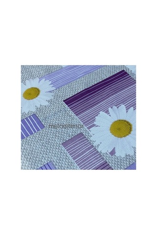 Kenarı Dantelli Astarlı Dökümlü Silinebilir Papatya Pvc Dikdörtgen Muşamba Masa Örtüsü 122 X 155 Cm Mor