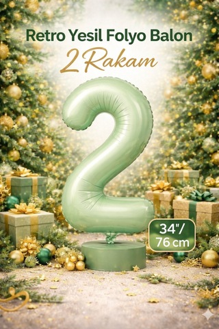 Yeşil 2 Rakam Folyo Balon 76cm Yeşil