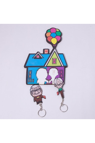 Yukarı Bak Carl Ve Ellie Kalpli Çift Anahtarlığı Ve Askısı-2604