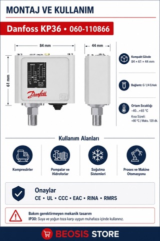 Danfoss 060-110866 Kp36 2/14 Bar Presostat