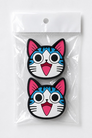 Kemboss Neşeli Mavi Kedi Bardak Altlığı 2'li Set - Pvc Kaydırmaz Bardak Altlığı Açık Mavi