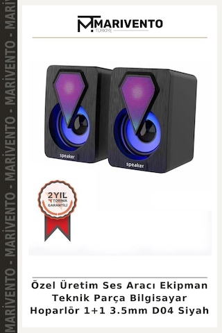 Özel Üretim Ses Aracı Ekipman Teknik Parça Bilgisayar Hoparlör 1+1 3.5mm D04 Siyah