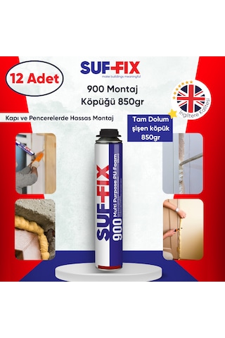 Suf-fix 900 Tabancalı Pu Montaj Köpüğü 750ml 12 Adet Toptan Paket Usta Köpüğü