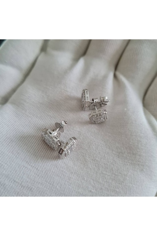 Beyaz Altın Baget Küpe N11.8464