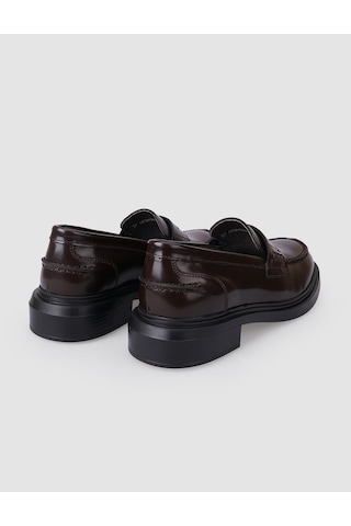 Hakiki Deri Kahverengi Açma Kadın Loafer Kahverengi