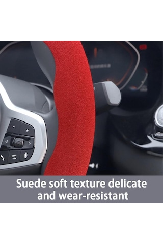 Kırmızı Seametal 1 Çift Evrensel Araba Direksiyon Güçlendirici Kapak İç Karbon Fiber Kaymaz Kapak Direksiyon Koruma Kapağı