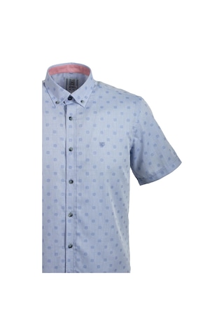 Ncs Jeans Erkek Mavi Kısa Kol Yazlık Gömlek Nokta Puan Desen Slim Fit Düğme Yaka Pamuk İnce Kumaş Jeans 7173 Shirt-mavi Mavi