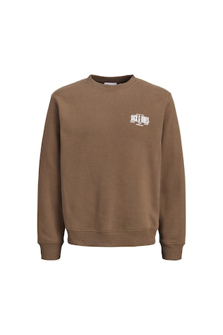 Jack & Jones Erkek Gögüs Baskili Bisiklet Yaka Sweatshirt - Aero - 12298492 Kahverengi