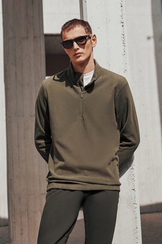 2'li Paket Standart Fit Bato Yaka Soğuk Geçirmez Sweatshirt Polar Haki - Siyah