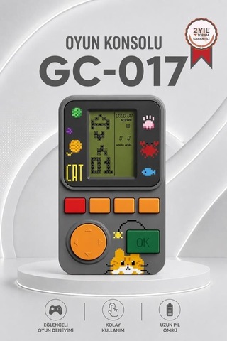 Özel Üretim Konsol Hobi Nostalji Oyun Kolu Atari Joystick Tetris Gameboy Gc017 Gri