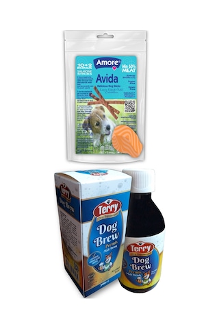 Avida Salmon Köpek Ödül Sticks 12 x 5 G + Dog Brew Biotin Taurin Malt İçecek 200 ML
