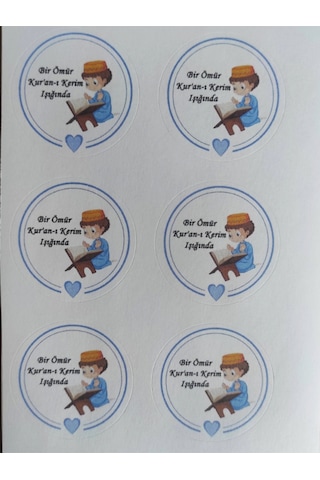 48 Adet 4 Cm Mavi Bir Ömür Kur'an-ı Kerim Işığında Baskılı Mat Etiket Sticker -2