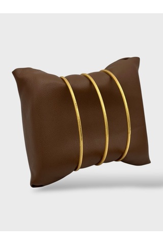 Arnes Jewelry Çelik 22 Ayar Altın Kaplama Desenli Ajda Bilezik - 3 Adet 21 Cm Ar637nes Gold