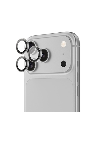Apple Uyumlu iPhone 17 Pro Dr Safir Kamera Lens Koruyucu Gümüş