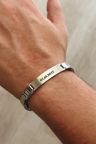 Kişiye Özel İsim Yazılı İtalyan Charm Plakalı Unisex Çelik Bileklik Scb93y Gri