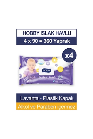 Hobby Islak Havlu Lavanta 90'lı x 4