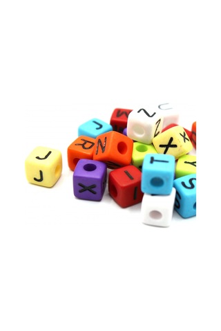 Harf Boncuk Akrilik Küp 10 Mm 250 Gr Karışık Renkli