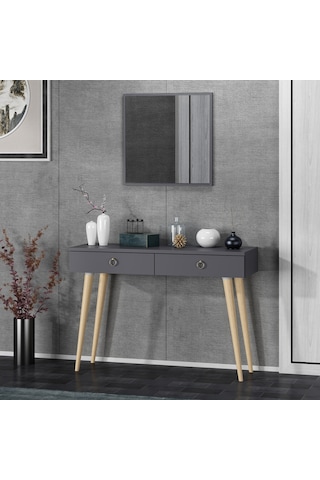 Dekorosso Arden Ahşap Ayaklı Kare Aynalı Modern Dekoratif Dresuar (497932280) Antrasit