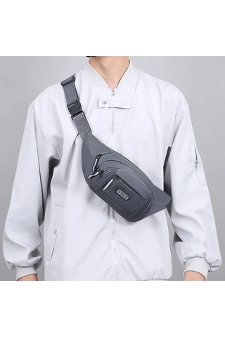 Grey Erkek Büyük Kapasiteli Spor Bel Paketi Taşınabilir Anti Gri