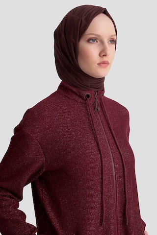 Armine Trend Kuşgözü Detaylı Fitilli Simli Cepli Kadın Ceket 25kt555 Vişne
