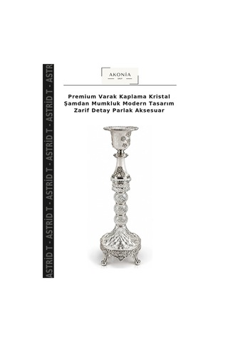 Premium Varak Kaplama Kristal Şamdan Mumkluk Modern Tasarım Zarif Detay Parlak Aksesuar Çok Renkli