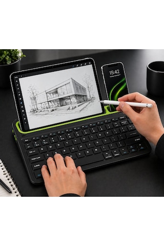 Apple iPad A16 11.nesil Uyumlu Set Standlı Bluetooth Klavye Stylus Kalem Ekran Koruyucu
