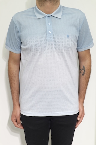 Santa Dmctekstil Erkek Dijital Baskılı Desenli Klasik Kesim Rahat Kalıp Cepsiz Polo Yaka T-shirt Mavi