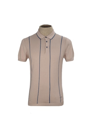 Cengiz İnler Çizgili Polo Yaka Düğmeli Merserize Erkek Triko T-shirt 001