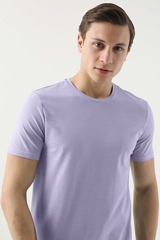 Twn Slim Fit Galaktik Leylak Düz Kabartma Baskılı T-shirt 4ec148551753m Galaktik Leylak