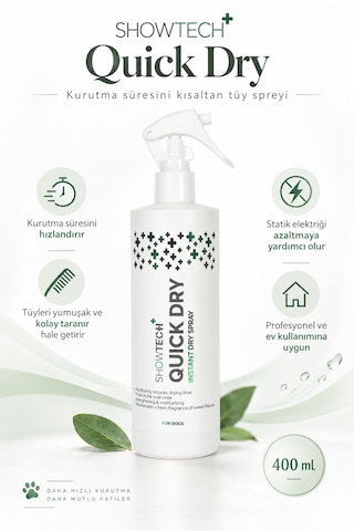 Showtech Quick Dry Kurutma Süresini Kısaltan Tüy Spreyi 400 Ml - Islaktan Kuruya Bir Anda
