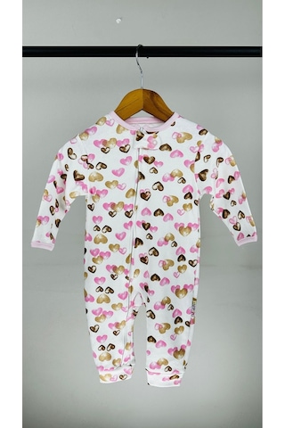 Kalpli Fermuarlı Pamuklu Kız Bebek Tulum 001