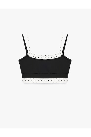 Koton İp Askılı Kolsuz Slim Fit İkili Puantiyeli Sporcu Sütyeni Siyah 6sak30187nk