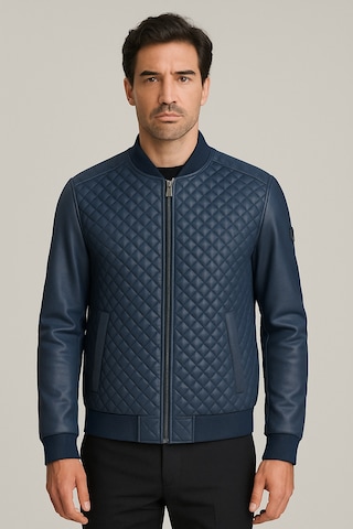 Regular Fit Baklava Desenli Erkek Mont Lacivert 4527 Lacivert