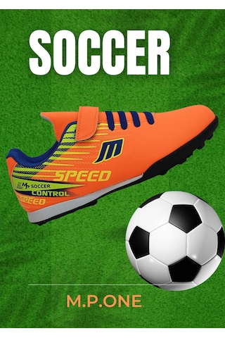 Kidessa 1753-1368 Bantlı Çocuk Halı Saha Futbol Ayakkabısı Turuncu